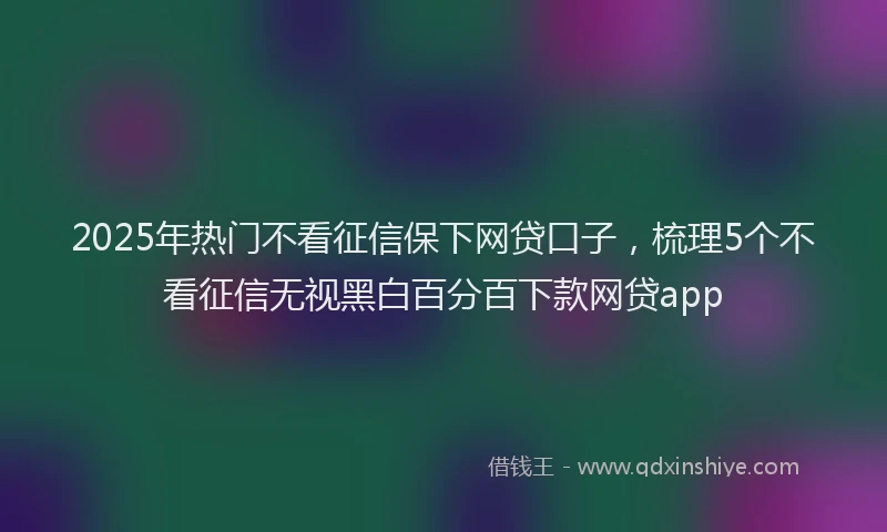 2025年热门不看征信保下网贷口子，梳理5个不看征信无视黑白百分百下款网贷app