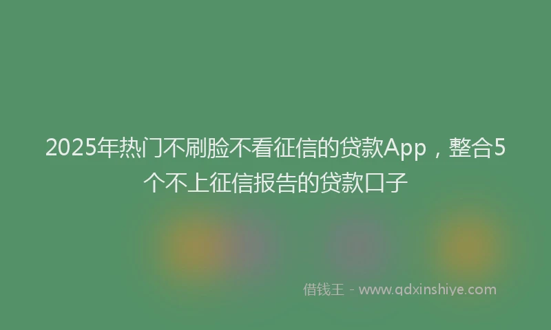 2025年热门不刷脸不看征信的贷款App，整合5个不上征信报告的贷款口子
