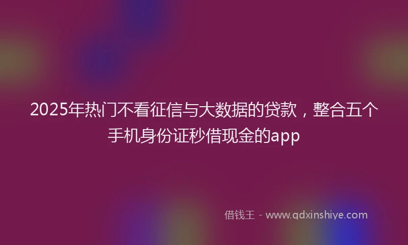 2025年热门不看征信与大数据的贷款，整合五个手机身份证秒借现金的app