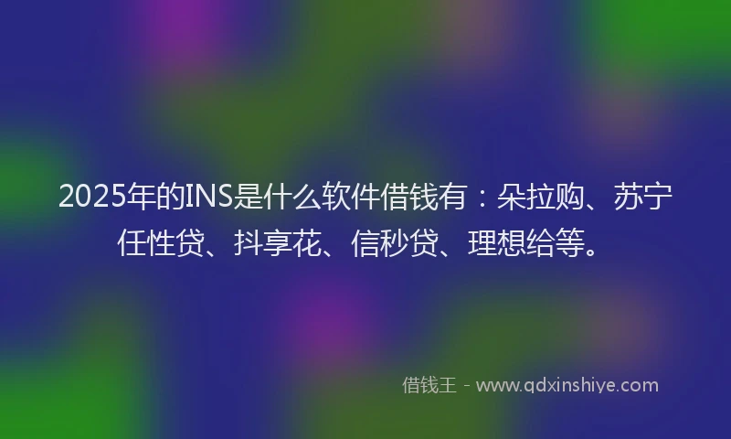 2025年的INS是什么软件借钱有：朵拉购、苏宁任性贷、抖享花、信秒贷、理想给等。
