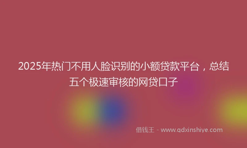 2025年热门不用人脸识别的小额贷款平台，总结五个极速审核的网贷口子