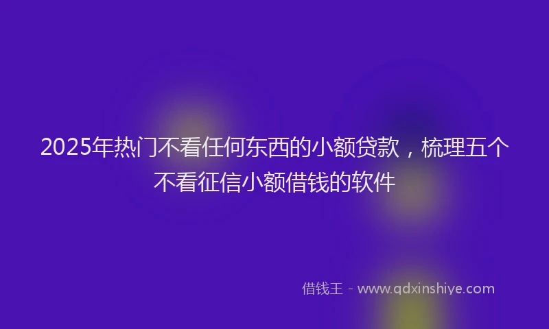 2025年热门不看任何东西的小额贷款，梳理五个不看征信小额借钱的软件