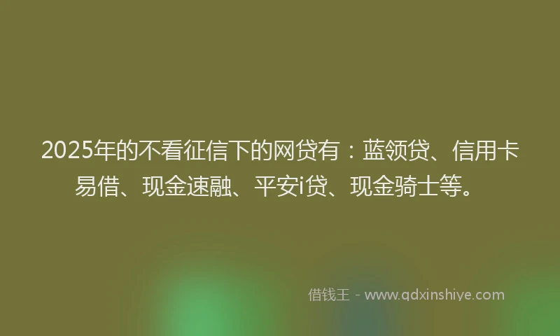 2025年的不看征信下的网贷有：蓝领贷、信用卡易借、现金速融、平安i贷、现金骑士等。
