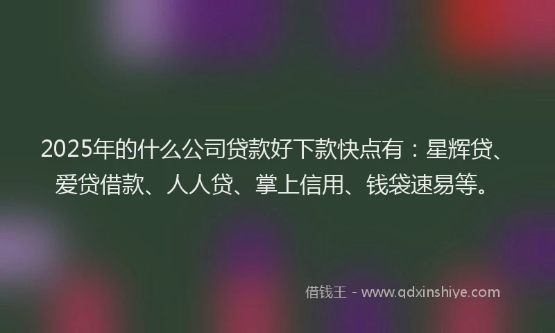 2025年的什么公司贷款好下款快点有：星辉贷、爱贷借款、人人贷、掌上信用、钱袋速易等。