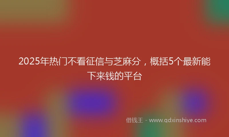 2025年热门不看征信与芝麻分，概括5个最新能下来钱的平台
