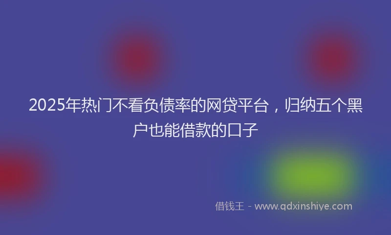 2025年热门不看负债率的网贷平台，归纳五个黑户也能借款的口子