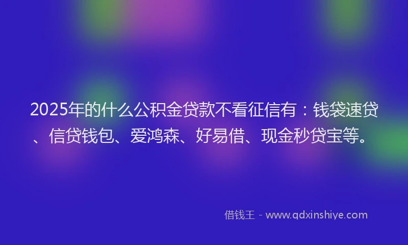 2025年的什么公积金贷款不看征信有：钱袋速贷、信贷钱包、爱鸿森、好易借、现金秒贷宝等。