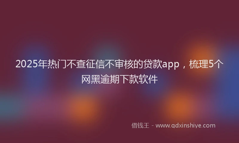 2025年热门不查征信不审核的贷款app，梳理5个网黑逾期下款软件