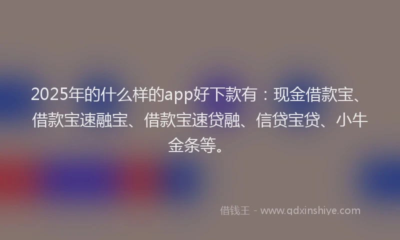 2025年的什么样的app好下款有：现金借款宝、借款宝速融宝、借款宝速贷融、信贷宝贷、小牛金条等。