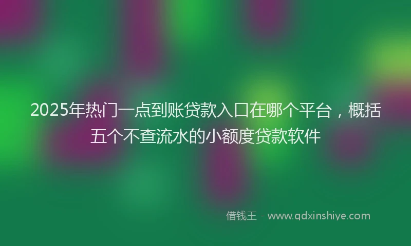 2025年热门一点到账贷款入口在哪个平台，概括五个不查流水的小额度贷款软件