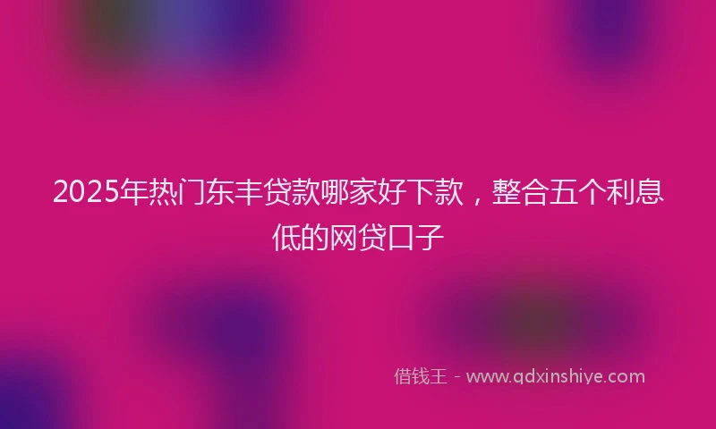 2025年热门东丰贷款哪家好下款，整合五个利息低的网贷口子