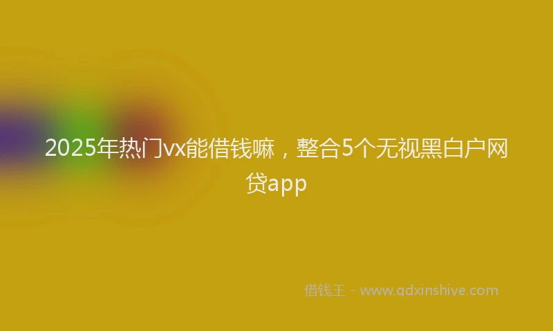 2025年热门vx能借钱嘛，整合5个无视黑白户网贷app
