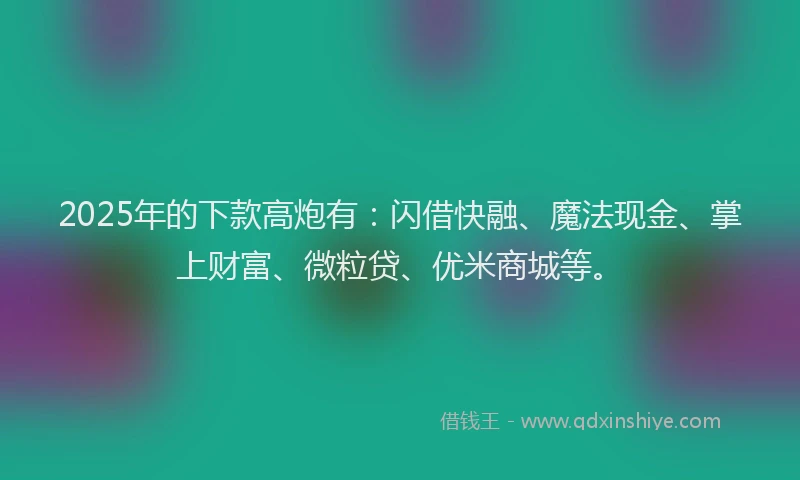 2025年的下款高炮有：闪借快融、魔法现金、掌上财富、微粒贷、优米商城等。