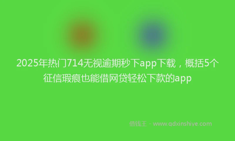 2025年热门714无视逾期秒下app下载，概括5个征信瑕疵也能借网贷轻松下款的app