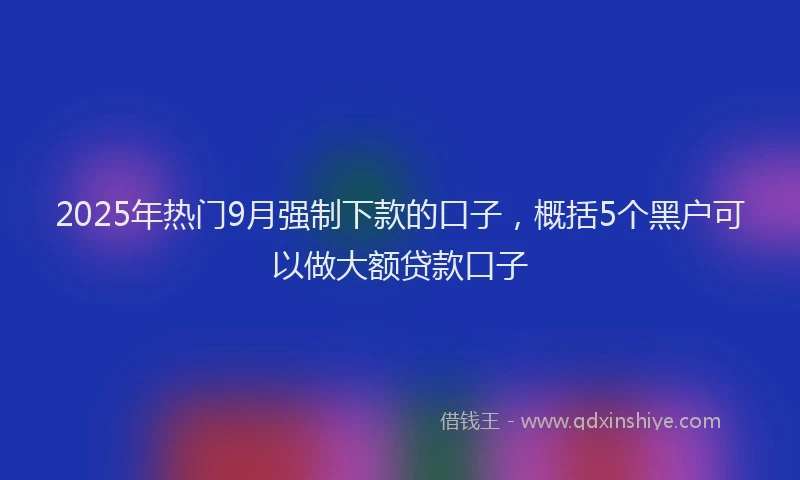 2025年热门9月强制下款的口子，概括5个黑户可以做大额贷款口子