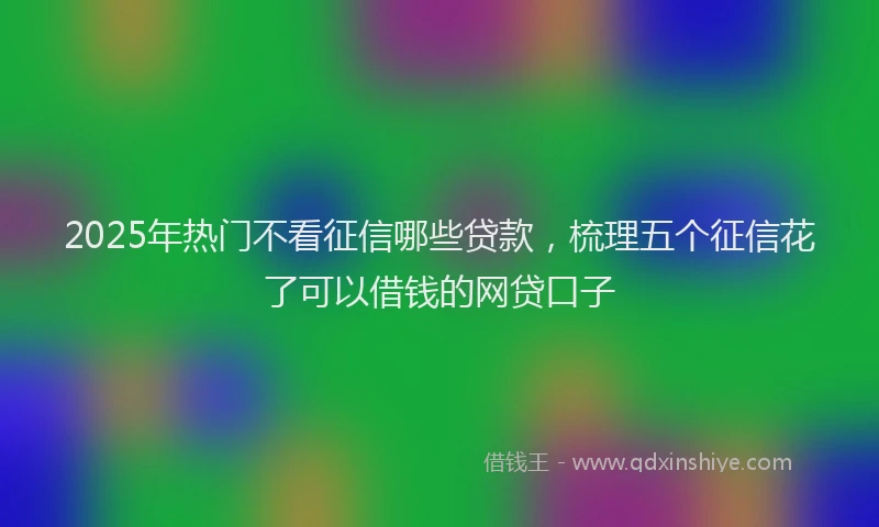 2025年热门不看征信哪些贷款，梳理五个征信花了可以借钱的网贷口子