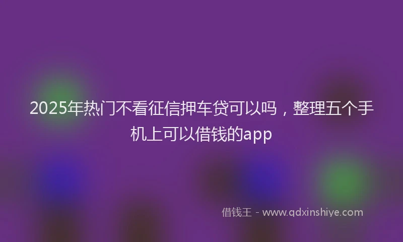 2025年热门不看征信押车贷可以吗，整理五个手机上可以借钱的app