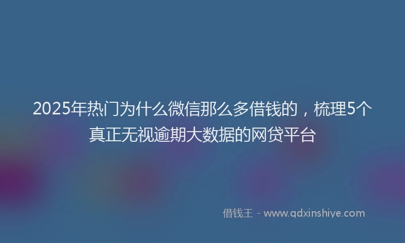 2025年热门为什么微信那么多借钱的，梳理5个真正无视逾期大数据的网贷平台