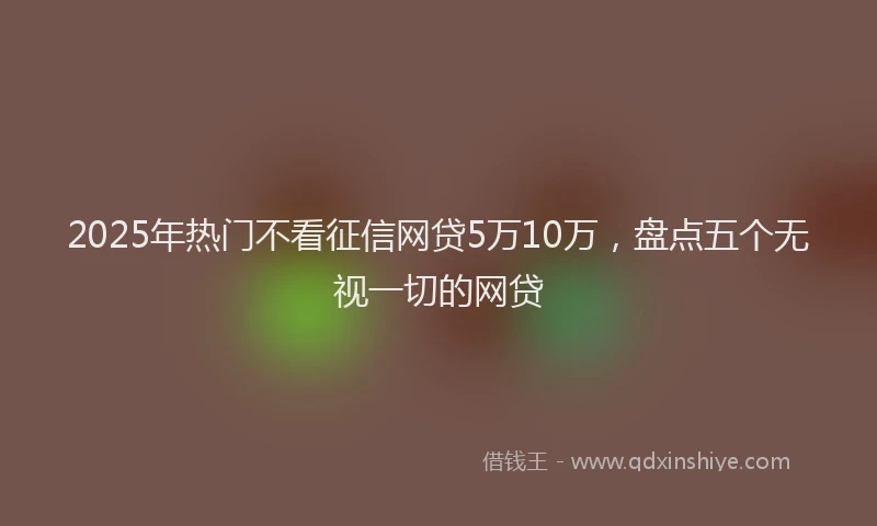 2025年热门不看征信网贷5万10万，盘点五个无视一切的网贷