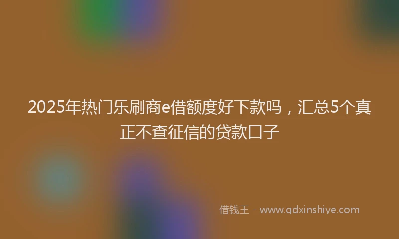 2025年热门乐刷商e借额度好下款吗，汇总5个真正不查征信的贷款口子