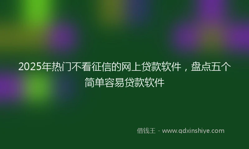 2025年热门不看征信的网上贷款软件，盘点五个简单容易贷款软件