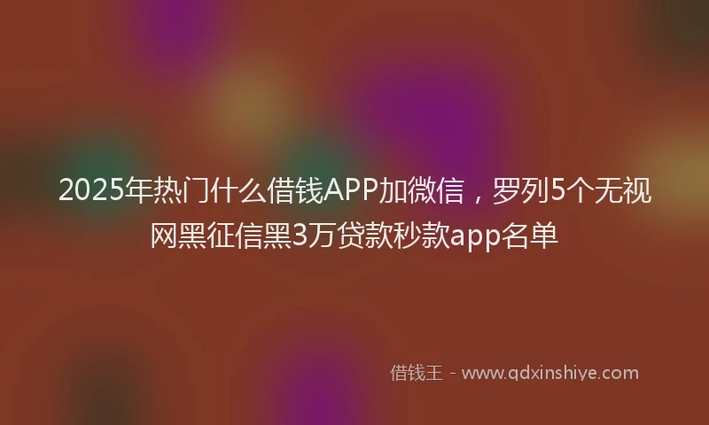 2025年热门什么借钱APP加微信，罗列5个无视网黑征信黑3万贷款秒款app名单