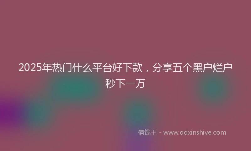 2025年热门什么平台好下款，分享五个黑户烂户秒下一万