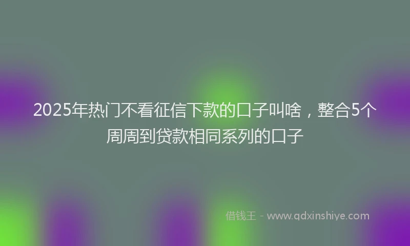 2025年热门不看征信下款的口子叫啥，整合5个周周到贷款相同系列的口子