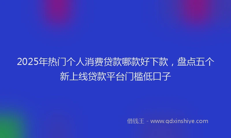 2025年热门个人消费贷款哪款好下款，盘点五个新上线贷款平台门槛低口子
