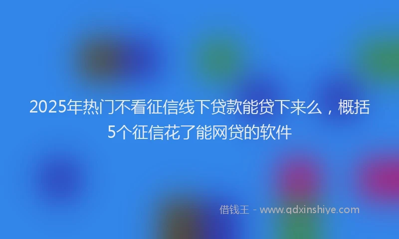 2025年热门不看征信线下贷款能贷下来么，概括5个征信花了能网贷的软件