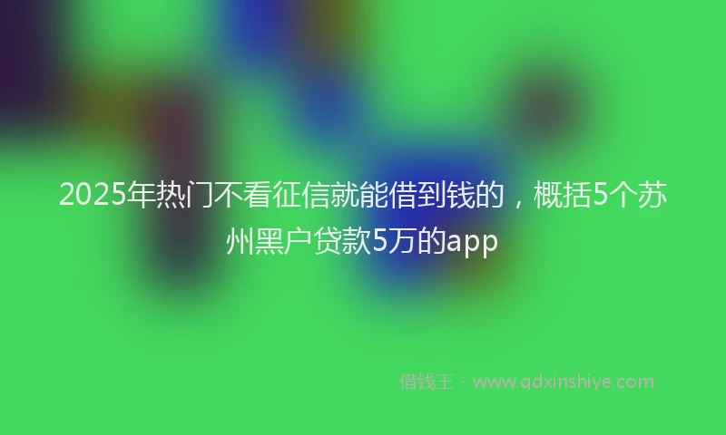 2025年热门不看征信就能借到钱的，概括5个苏州黑户贷款5万的app