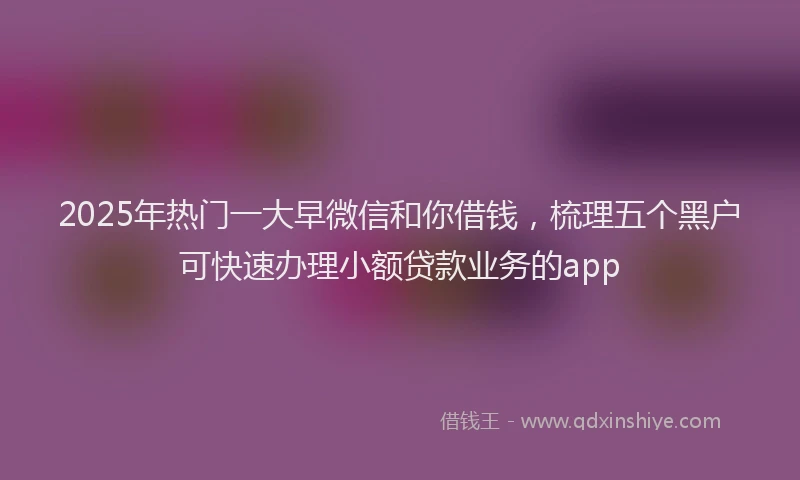 2025年热门一大早微信和你借钱，梳理五个黑户可快速办理小额贷款业务的app