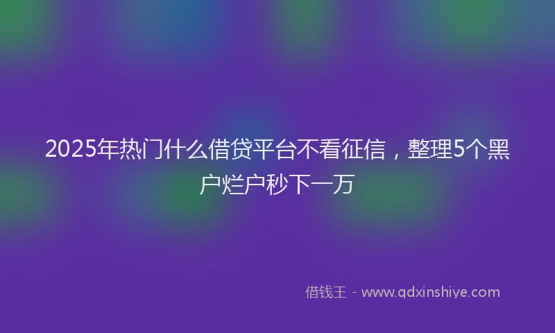 2025年热门什么借贷平台不看征信，整理5个黑户烂户秒下一万