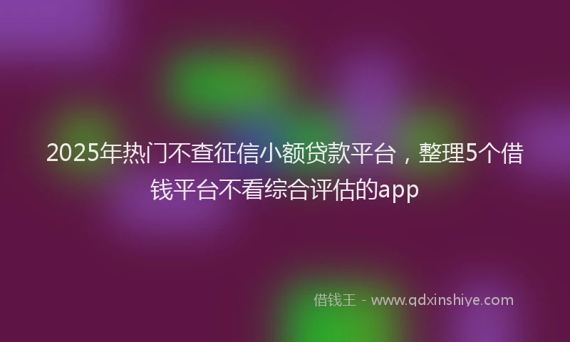 2025年热门不查征信小额贷款平台，整理5个借钱平台不看综合评估的app