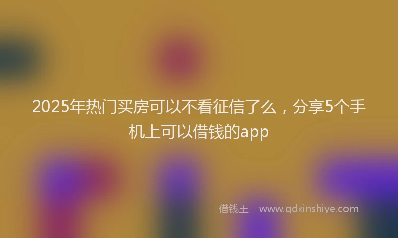 2025年热门买房可以不看征信了么，分享5个手机上可以借钱的app
