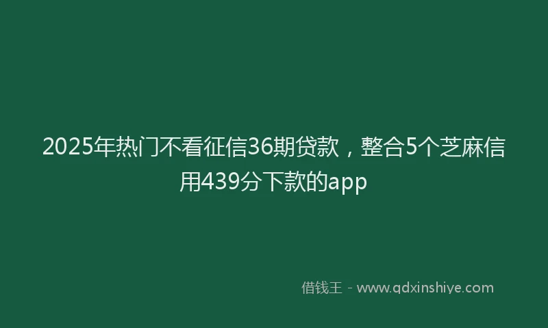 2025年热门不看征信36期贷款，整合5个芝麻信用439分下款的app