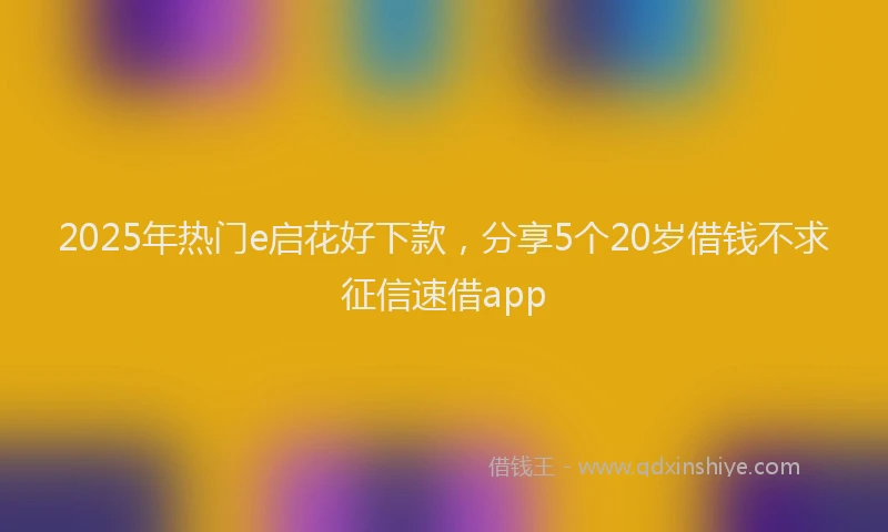 2025年热门e启花好下款，分享5个20岁借钱不求征信速借app
