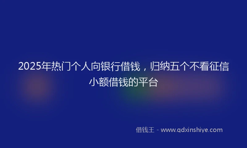 2025年热门个人向银行借钱，归纳五个不看征信小额借钱的平台