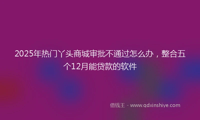 2025年热门丫头商城审批不通过怎么办，整合五个12月能贷款的软件