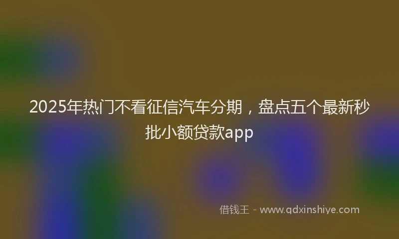 2025年热门不看征信汽车分期，盘点五个最新秒批小额贷款app