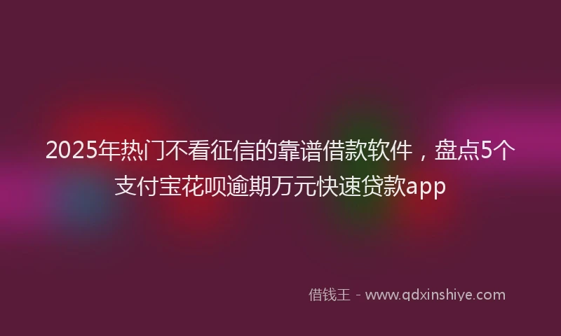 2025年热门不看征信的靠谱借款软件，盘点5个支付宝花呗逾期万元快速贷款app