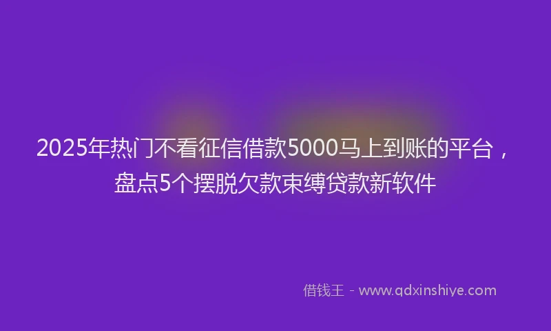 2025年热门不看征信借款5000马上到账的平台，盘点5个摆脱欠款束缚贷款新软件