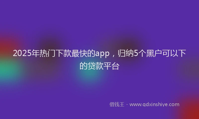 2025年热门下款最快的app，归纳5个黑户可以下的贷款平台