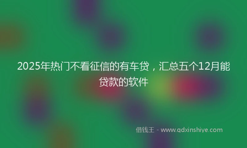 2025年热门不看征信的有车贷，汇总五个12月能贷款的软件