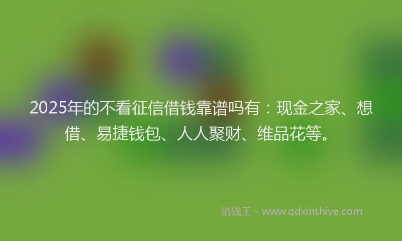 2025年的不看征信借钱靠谱吗有：现金之家、想借、易捷钱包、人人聚财、维品花等。