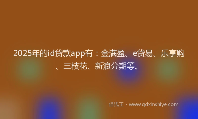 2025年的id贷款app有：金满盈、e贷易、乐享购、三枝花、新浪分期等。