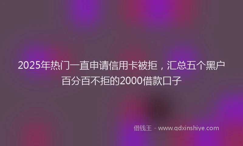 2025年热门一直申请信用卡被拒，汇总五个黑户百分百不拒的2000借款口子