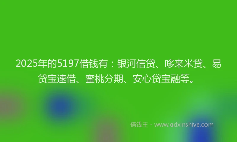 2025年的5197借钱有：银河信贷、哆来米贷、易贷宝速借、蜜桃分期、安心贷宝融等。
