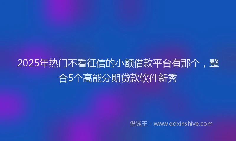 2025年热门不看征信的小额借款平台有那个，整合5个高能分期贷款软件新秀