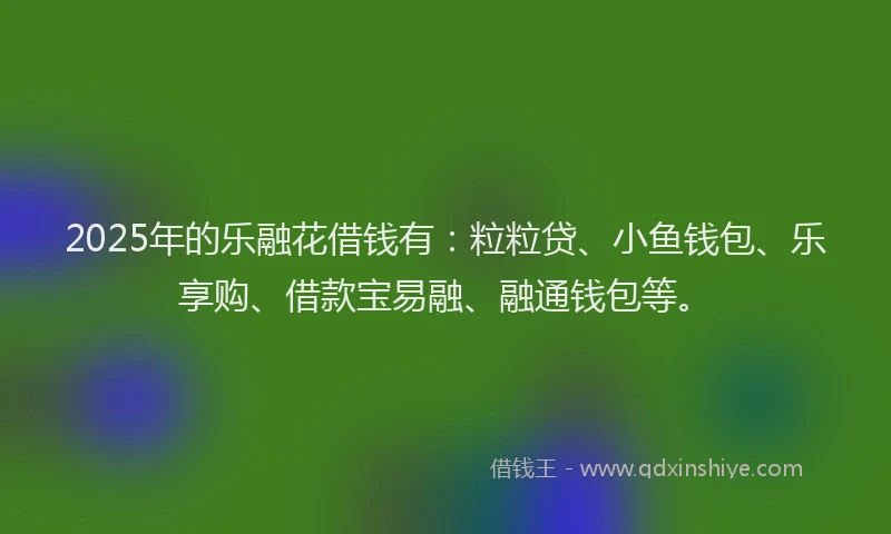 2025年的乐融花借钱有：粒粒贷、小鱼钱包、乐享购、借款宝易融、融通钱包等。